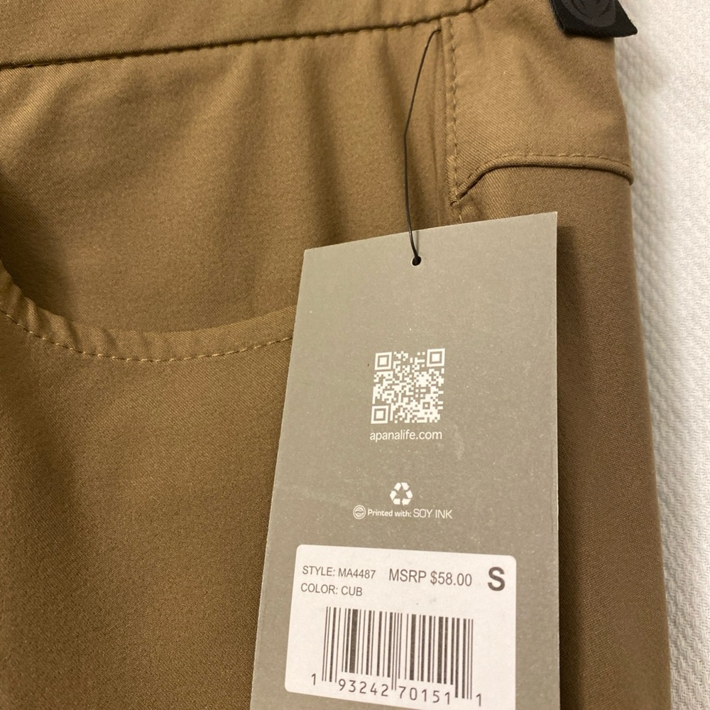 Pants men’s Apana womnes 94% polyester 6% spandex ligh coffee size S
